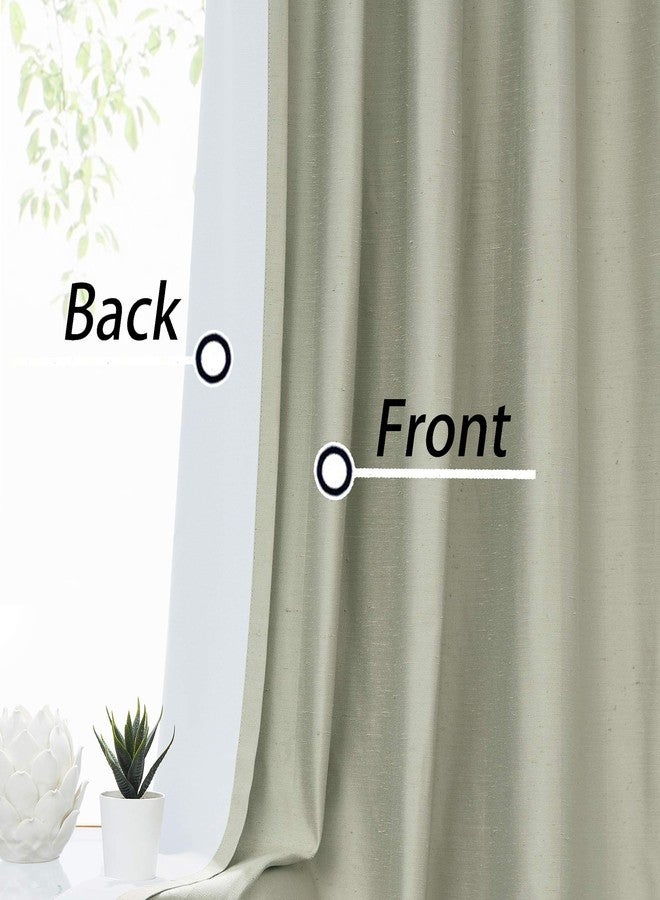 Central Park Sage Blackout Pinch Pleat Curtain Panel for Bedroom Noise Reducing Luxury Silk Panels with Full Blackout Liner Backtab Drapes with 9 Hooks (Ring not Include), 40"x84"x2, Sage Green - Image 2